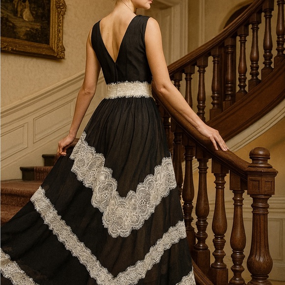 VENUS Dresses & Skirts - VENUS Black and White Lace Backless Dress